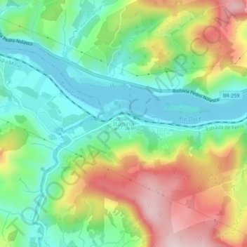 Mapa topográfico Itapina, altitude, relevo
