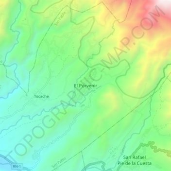 Mapa topográfico El Porvenir, altitude, relevo
