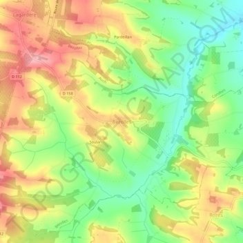 Mapa topográfico Bezolles, altitude, relevo