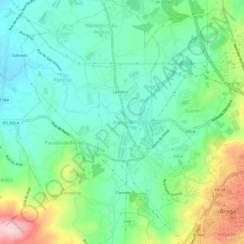 Mapa topográfico Frossos, altitude, relevo