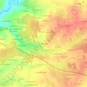 Mapa topográfico La Guilbotière, altitude, relevo