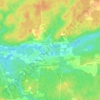 Mapa topográfico Le Bourg, altitude, relevo