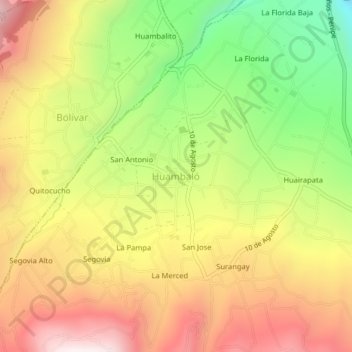 Mapa topográfico Huambaló, altitude, relevo