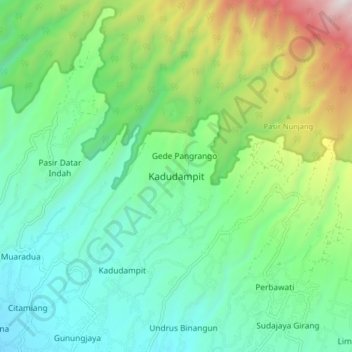 Mapa topográfico Kadudampit, altitude, relevo