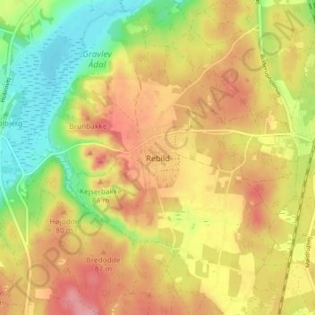 Mapa topográfico Rebild, altitude, relevo