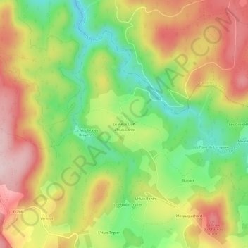 Mapa topográfico Le Vieux Dun, altitude, relevo