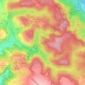 Mapa topográfico Prisma, altitude, relevo