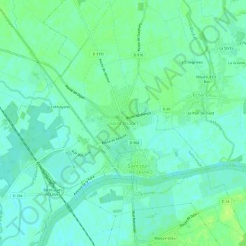 Mapa topográfico Saint-Usage, altitude, relevo