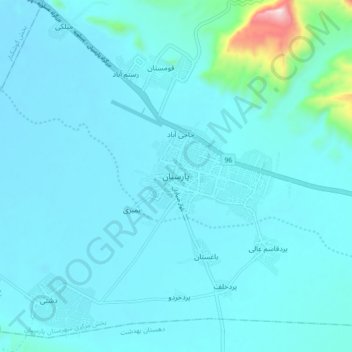 Mapa topográfico Parsian, altitude, relevo