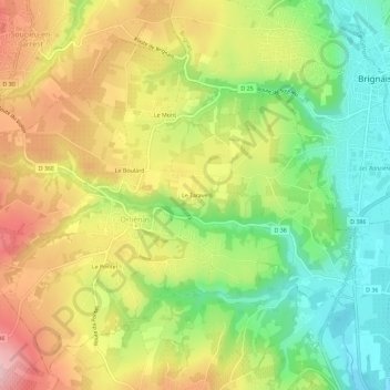 Mapa topográfico Le Taravel, altitude, relevo