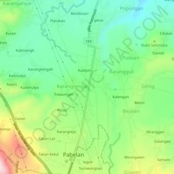 Mapa topográfico Macanan, altitude, relevo