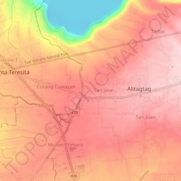 Mapa topográfico Santa Cruz, altitude, relevo