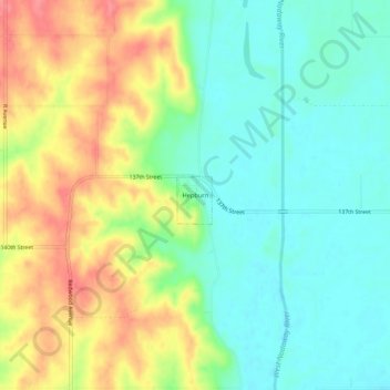 Mapa topográfico Hepburn, altitude, relevo