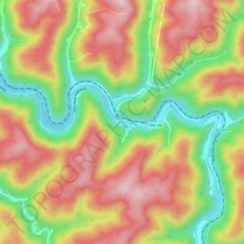 Mapa topográfico Bartley, altitude, relevo