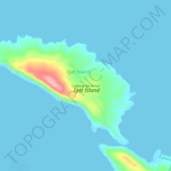 Mapa topográfico Cadena de Amor, altitude, relevo