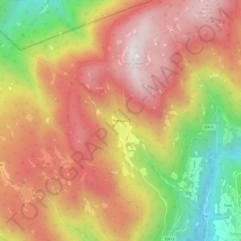 Mapa topográfico Ponciach, altitude, relevo