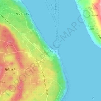 Mapa topográfico Santa Cruz, altitude, relevo