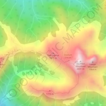 Mapa topográfico The Copilot, altitude, relevo