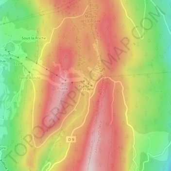 Mapa topográfico La Praille, altitude, relevo
