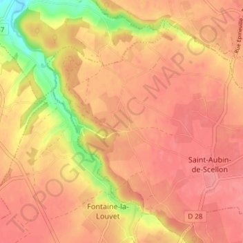Mapa topográfico La Boffetière, altitude, relevo