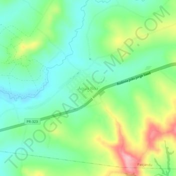 Mapa topográfico Água Boa, altitude, relevo