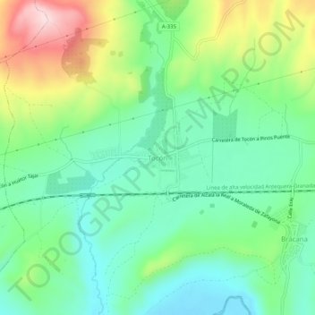 Mapa topográfico Tocón, altitude, relevo