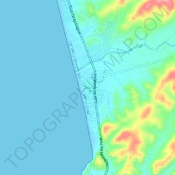 Mapa topográfico Olón, altitude, relevo