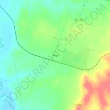 Mapa topográfico Comyn, altitude, relevo
