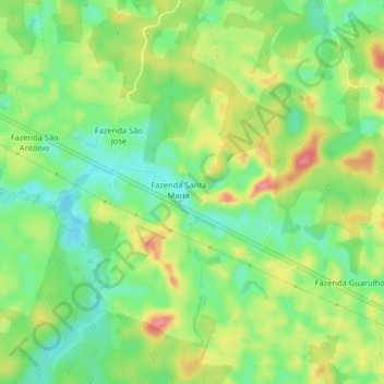 Mapa topográfico Fazenda Jandaia, altitude, relevo