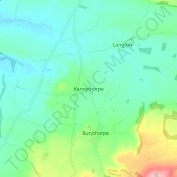 Mapa topográfico Kennythorpe, altitude, relevo