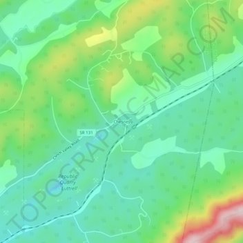 Mapa topográfico Chesney, altitude, relevo