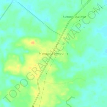 Mapa topográfico Menggala Sempurna, altitude, relevo