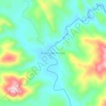 Mapa topográfico Puerto Bermudez, altitude, relevo