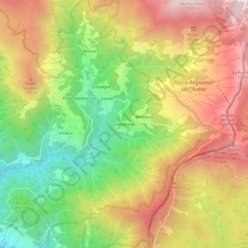 Mapa topográfico Vallepiana, altitude, relevo