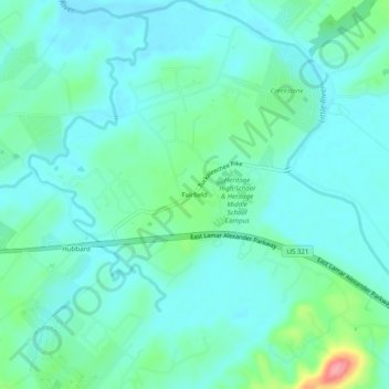 Mapa topográfico Fairfield, altitude, relevo