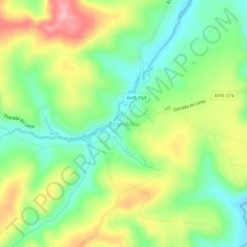 Mapa topográfico Pirambóia, altitude, relevo