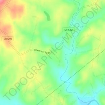 Mapa topográfico Viewtown, altitude, relevo