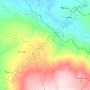 Mapa topográfico Senhora do Castelo, altitude, relevo
