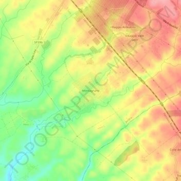 Mapa topográfico Montagnano, altitude, relevo