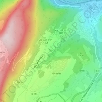 Mapa topográfico Le Gotard, altitude, relevo