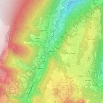 Mapa topográfico Batardière, altitude, relevo