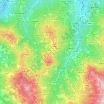 Mapa topográfico Crocetta, altitude, relevo