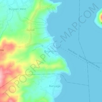 Mapa topográfico Buso-buso, altitude, relevo