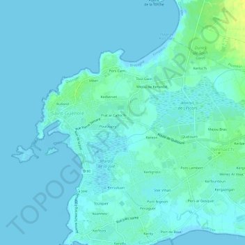 Mapa topográfico Kerameil, altitude, relevo