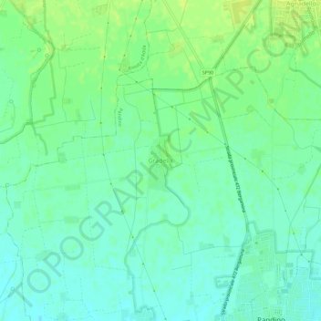 Mapa topográfico Gradella, altitude, relevo
