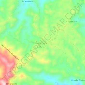 Mapa topográfico Santa Isabel, altitude, relevo