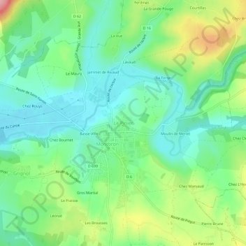 Mapa topográfico Le Pinier, altitude, relevo