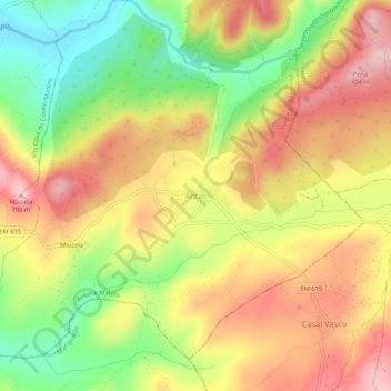 Mapa topográfico Antas, altitude, relevo