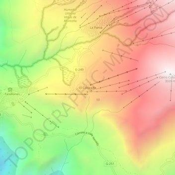 Mapa topográfico El Colorado, altitude, relevo