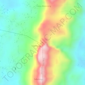 Mapa topográfico Buntu Sarira, altitude, relevo
